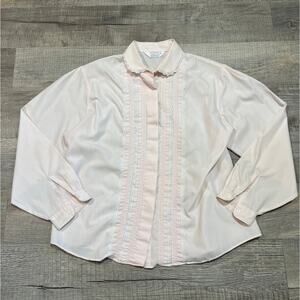 Vintage Classic Elegance Brand Ruffle Cottagecore Button Up Shirt Size 18 Pink